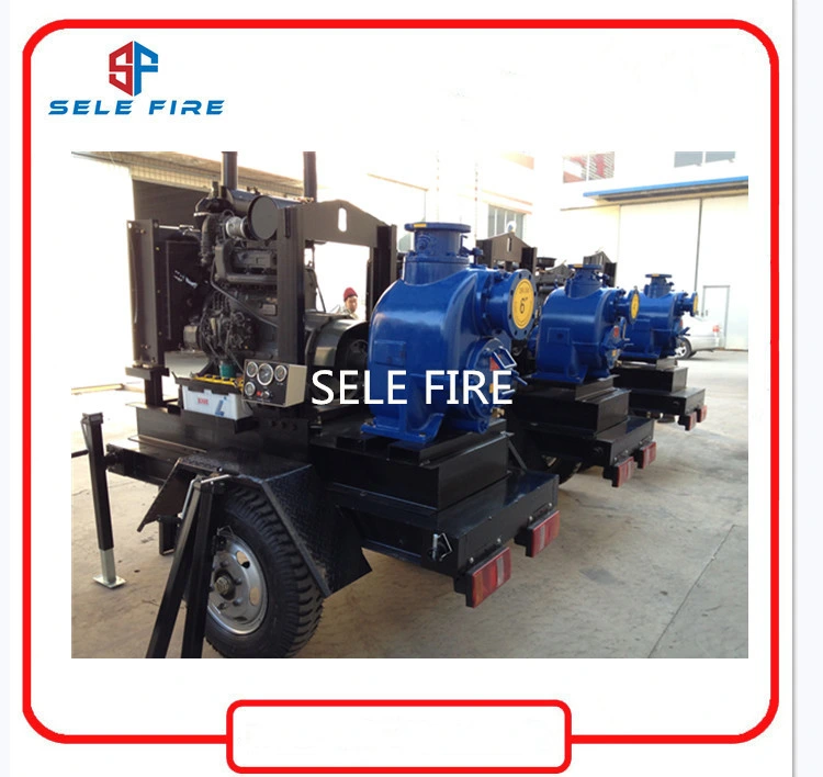 Two Wheels Trailer Mounted Movable Diesel Engine Sewage Water Treatment Self Priming Waste Water Pump