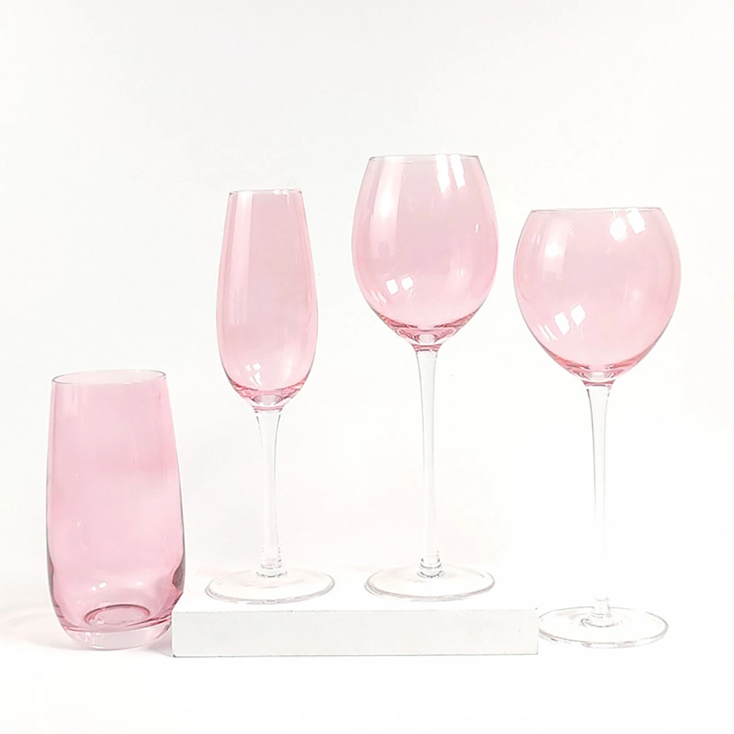 كأس نبيذ كريستال متعدد الألوان لبار الطعام المنزلي والحفلة مجموعة من 6