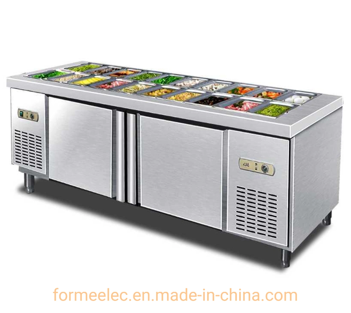 100cm to 202cm Refrigerator Salad Bar Cabinet Pizza Refrigerator 1/4 Gn Pans 1/3 Pizza Fridge Salad Fridge