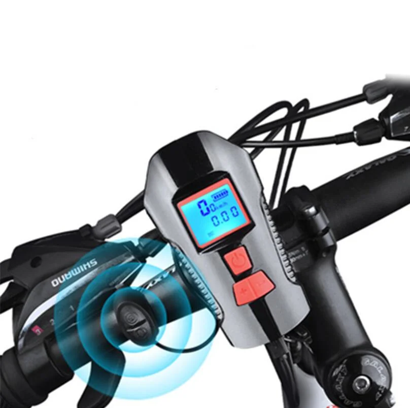 Mountain Bike Cycling Head Light Bicycle Lamp New Code Table with Horn Headlight Horn Alarm Bell Warning Rechargeable LED Bike Front Light
