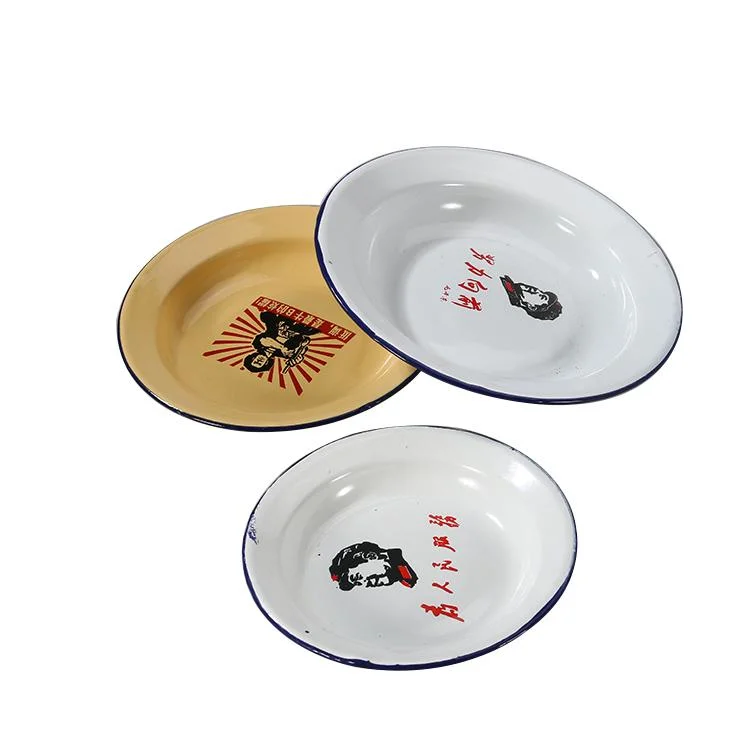 Factory Wholesale/Suppliers Enamel Dinner Soup Rice Plate with Decal for Kitchenware and Tableware