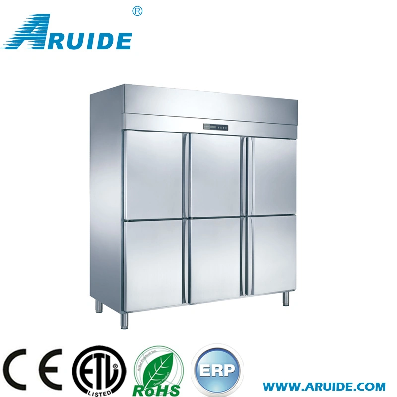 High quality/High cost performance  Commercial Six Doors Stainless Steel Kitchen Upright Freezer Cabinet