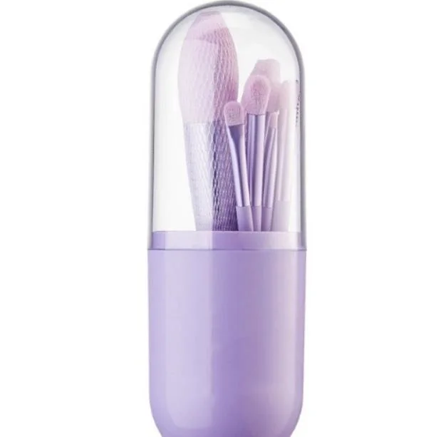 9PCS Set Purple Color Makeup Brush Eyeline Brush Foundation Brush Lady Cosmetics Tools with Plastic Bottle