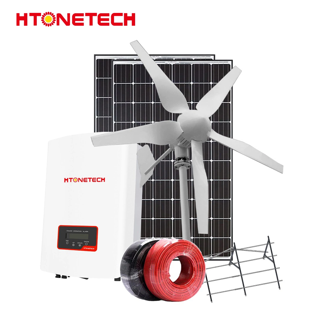 Htonetech China Greenhouse Solar Panel Manufacturing 5000W 45000W DC Solar Stromversorgung mit kleinen Windenergieanlagen