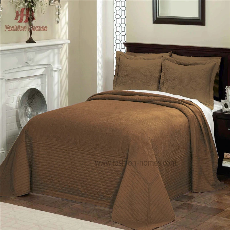 HS-11645 Traditional Embroidery Quilt Bedspread Polyester Padding Comforter Cotton Shell Bedspread Bedding Set for Home