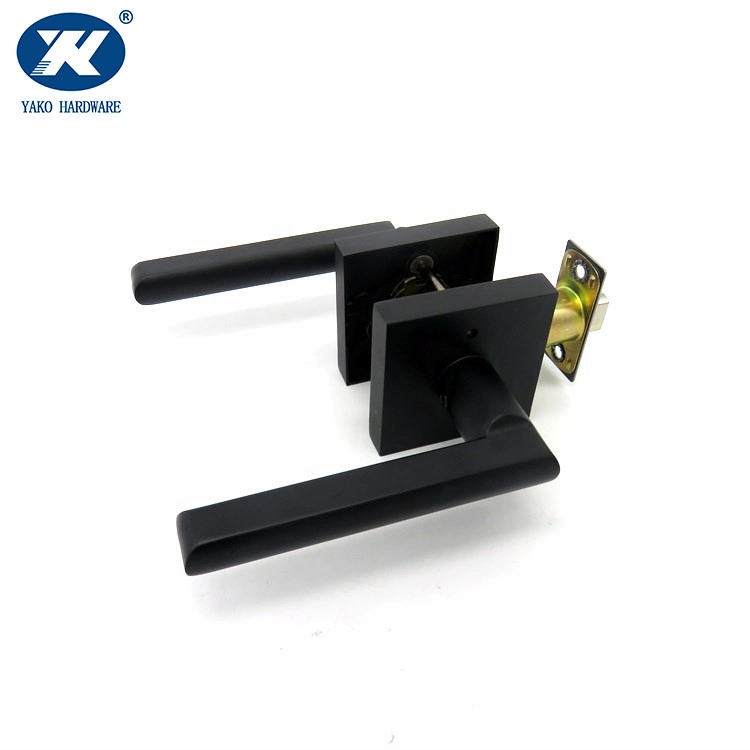 Two Way Zinc Alloy Bathroom Tubular Door Lock Lever Handle Black