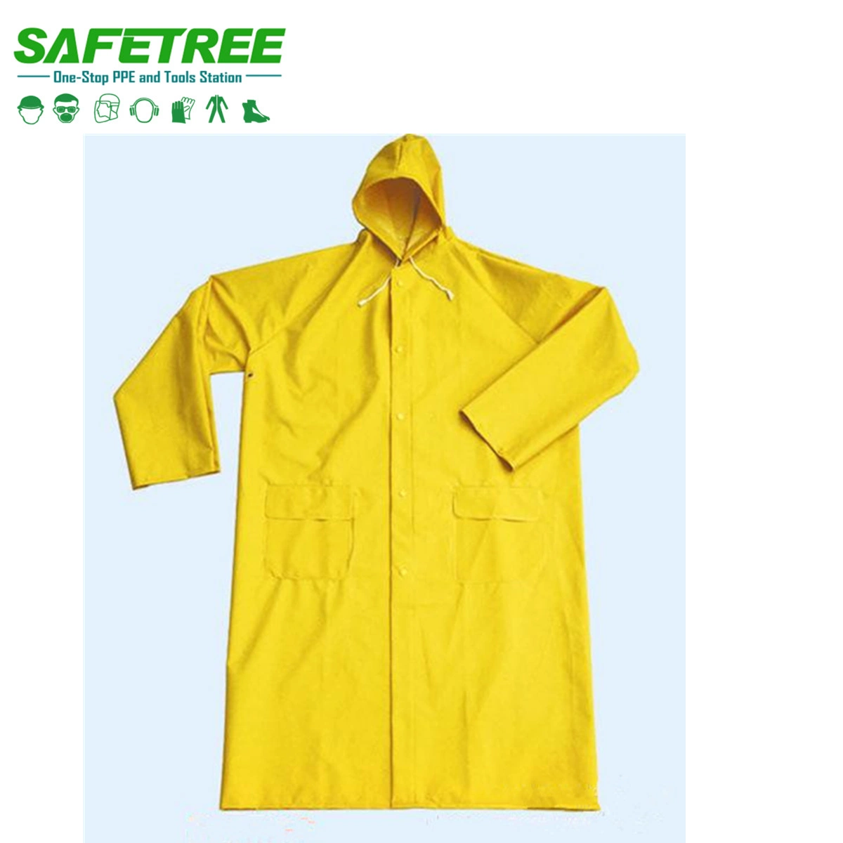 Water Proof Long Raincoat Coverall PVC Rain Suit Overall PVC Polyester Coat