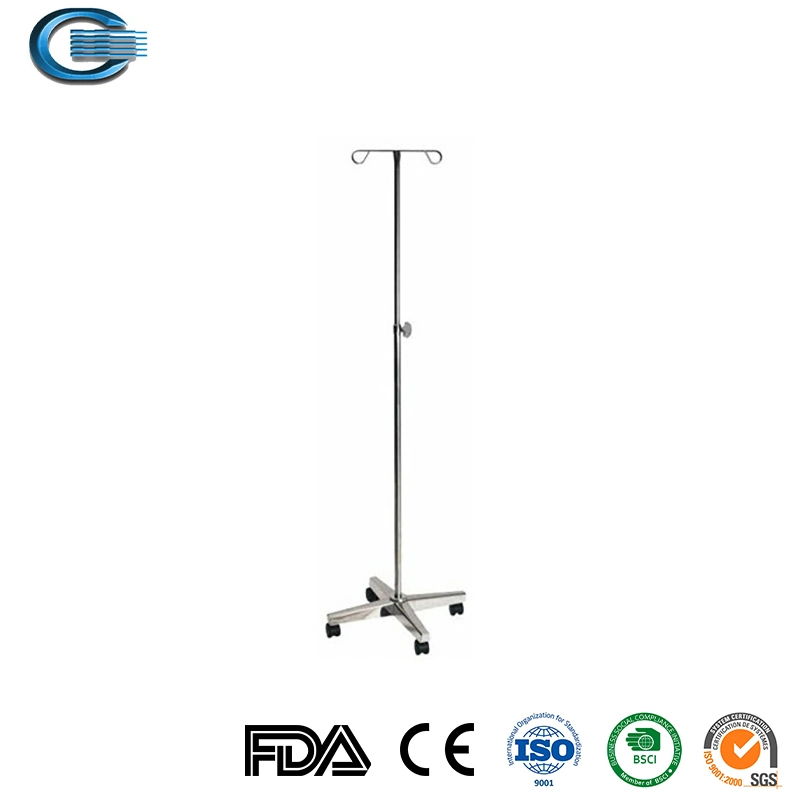 Huasheng Hc-M019 Medical Equipment Stainless Steel Stretcher with Guardrail/Infusion Stand Transport Patient Emergency Trolley Stretcher