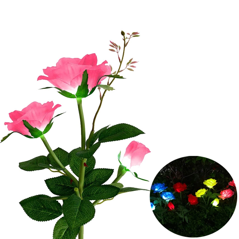 BSCI Factory Decorative Solar Light Rose Flower Stake Garden Ornaments