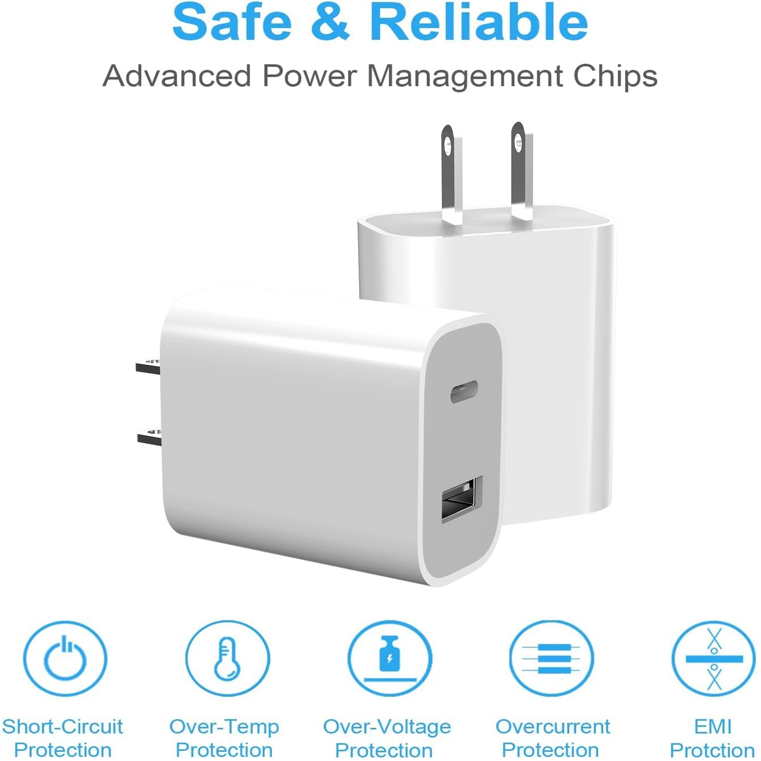 Total 40W Super Fast Cell Phone Charger for Samsung iPhone Xiaomi Pd 20W Us Plug Mobile Charger for Samsung QC3.0 20W Phone Charger Cell Phone Accessories
