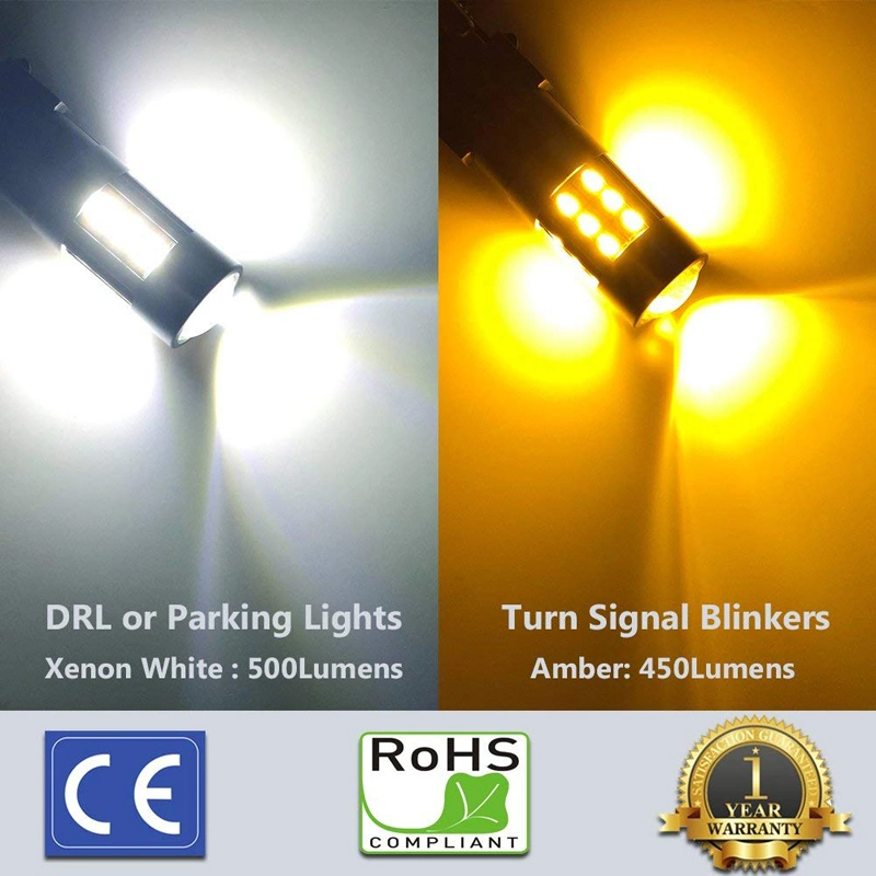 Switchback LED Car Lamp 3157 Dual Color White/Amber for DRL Parking Light Turn Signal Light