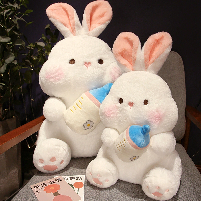 Premium Soft Rabbit Plush with Milk Bottle Pillow Stuffed Toys