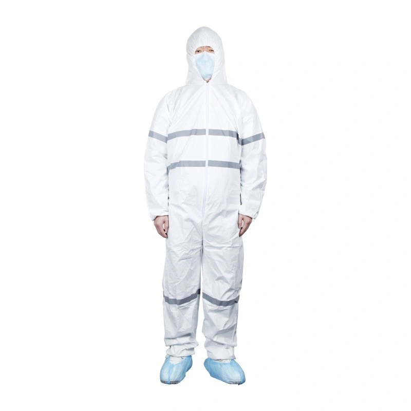 High Visible Disposable Coverall Worksuit Nonwoven PPE Safety Overall Protective Safety Microporous Protection Reflective Coverall with Reflectors