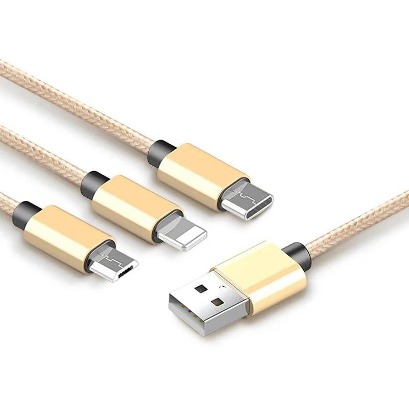 Hot Product Nylon 3 In1 3 in 1 Cable for USB Charging