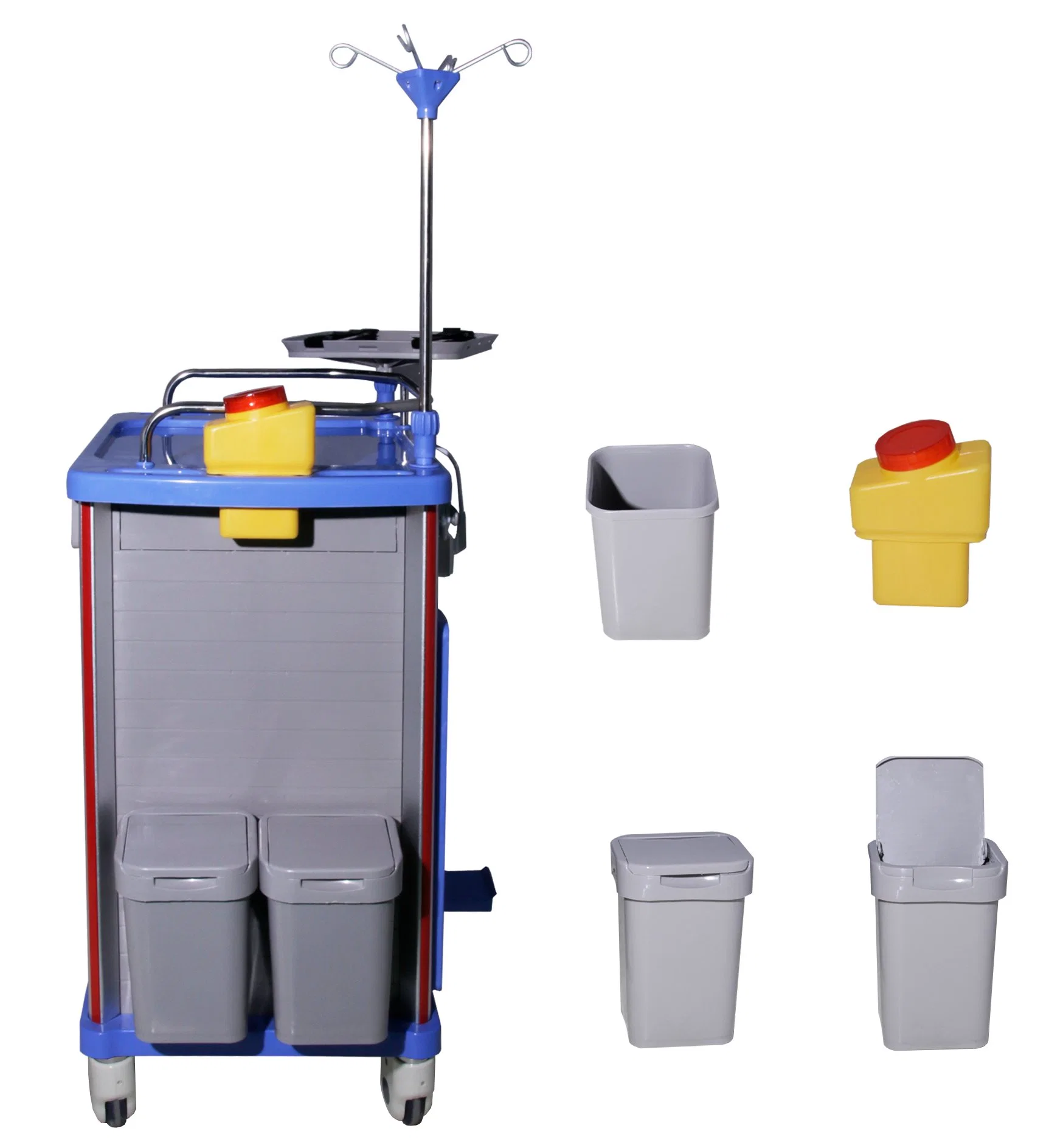 Muebles de plástico ABS de Hospital de la medicación de emergencia carrito médico el tratamiento de emergencia Trolley sobre ruedas