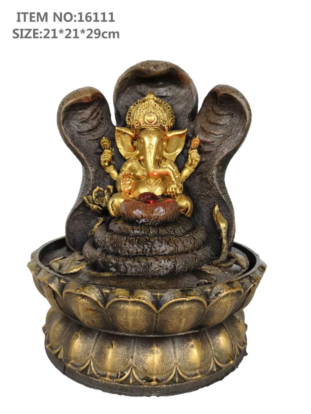 Resin Ganesh Fountain Buddha Decorative Flowing Water Crafts Gift Factory Direct Sale