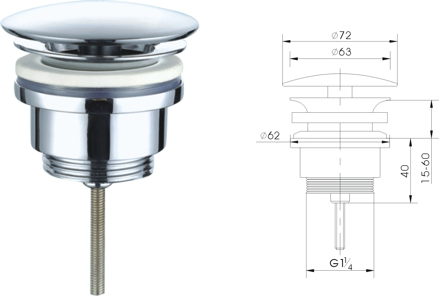 Push Down Pop up Waste High Quality Drainage Pipe Fittings Water Drain