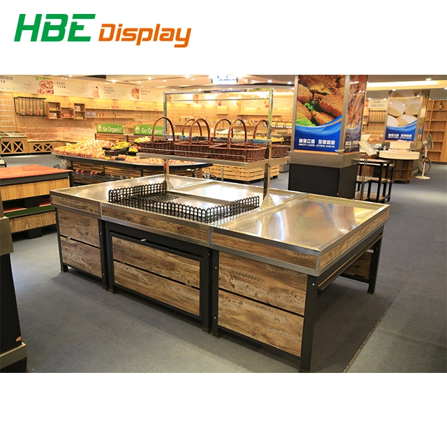 High Quality Supermarket Metal Flooring Fruit and Vegetable Display Shelf