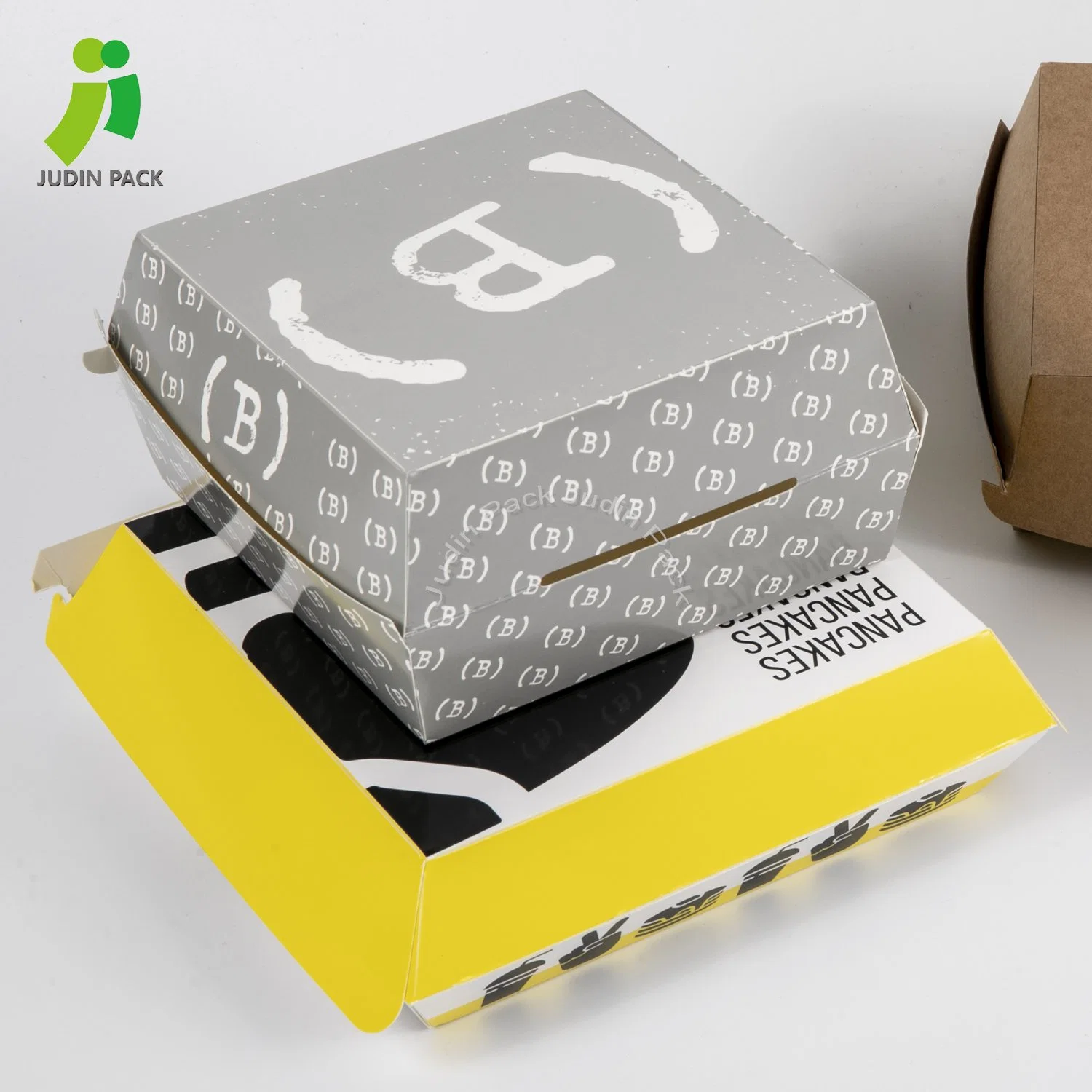 Wholesale/Supplier Kraft Paper Food Hamburger Clamshell Packaging Box