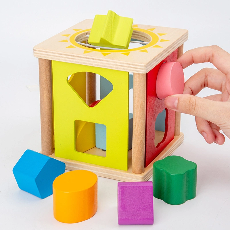 Children Wooden Educational Toy Geometrical Shape Sorting Wisdom Box Early Education Kids Wooden Toy