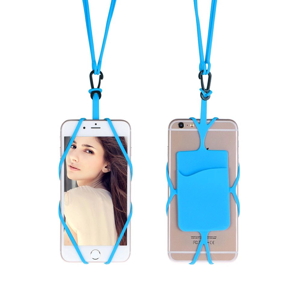 Silicone Cell Phone Lanyard Strap with Card Slot for All Model Accept Custom Logo Print