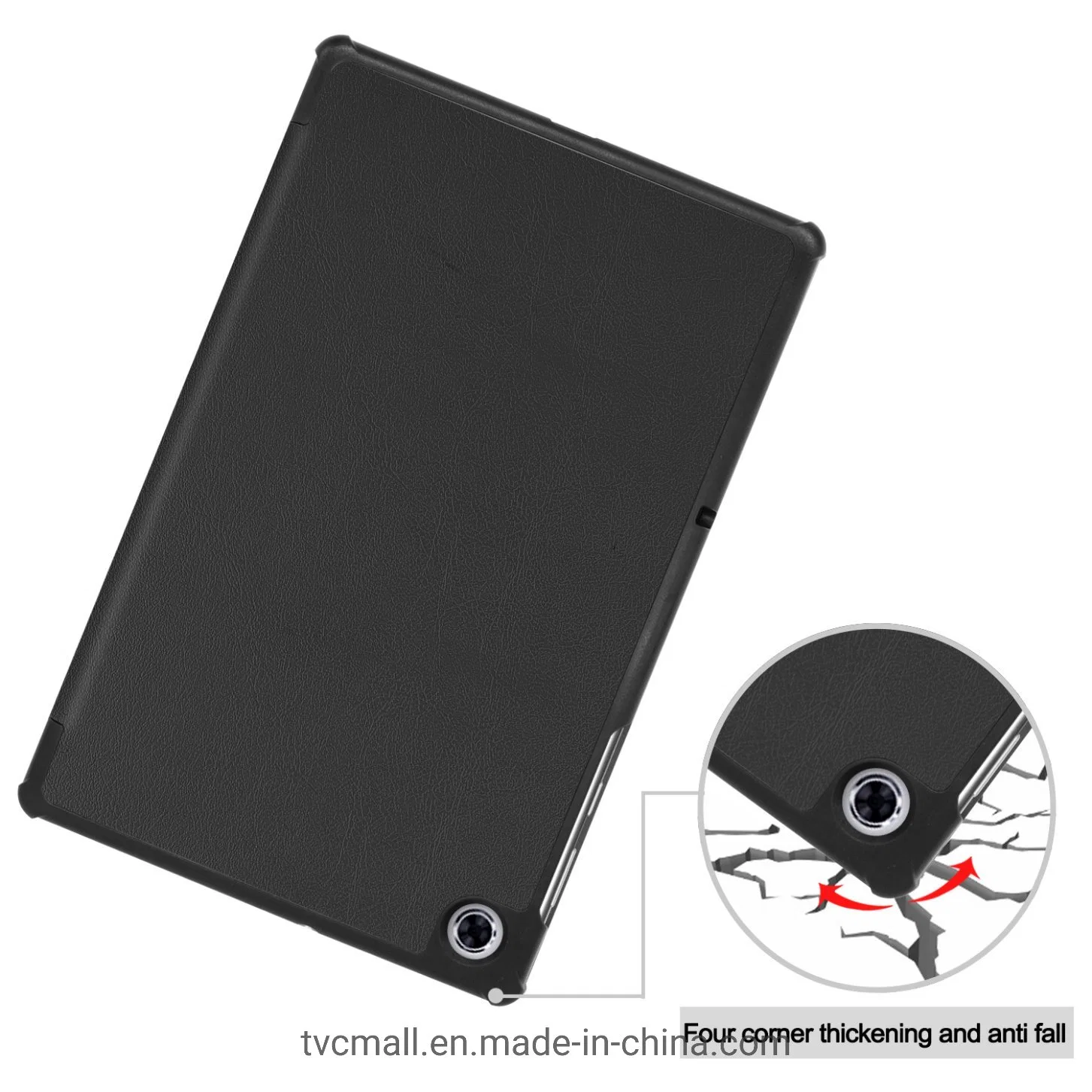 Tri-Fold Leather Stand Case Textured PU Leather + PC Full Protective Tablet Case for Lenovo Tab M10 Plus Tb-X606f