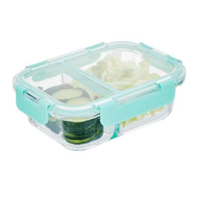 Microwaveable Oven Safe Divided Crisper Outdoor Fruit Food Container Glass Lunch Box