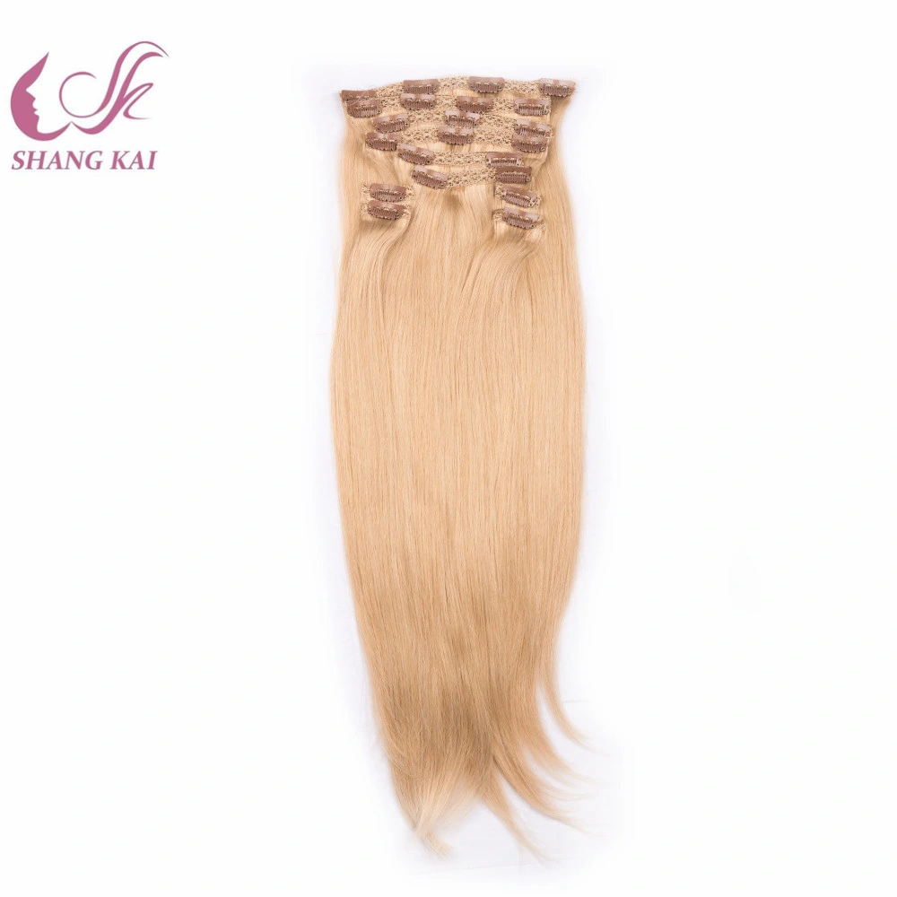 Rubia de alta calidad 120 g de Color de cabello brasileño Clip Hair Extension Clip de encaje en el cabello