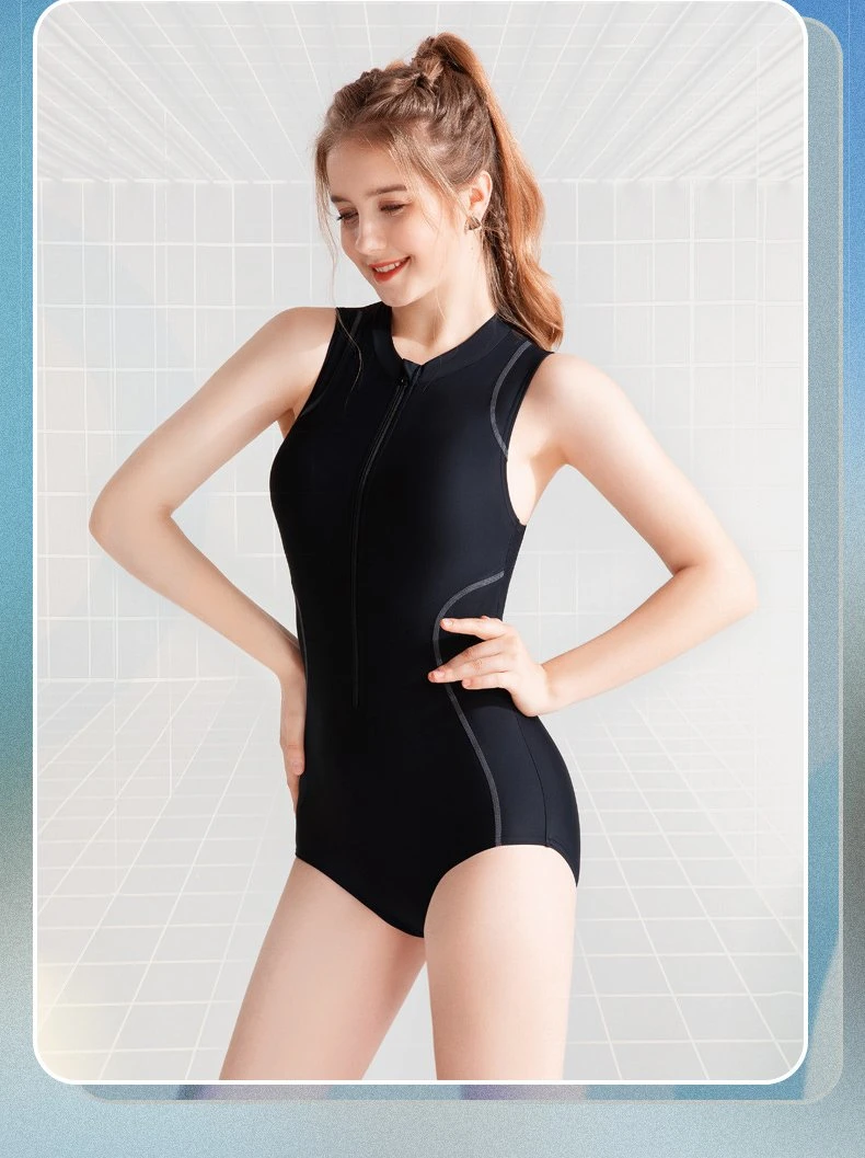 2023 New Fashion Solid Color 1 Piece Swimsuit Beach Sports Swimwear