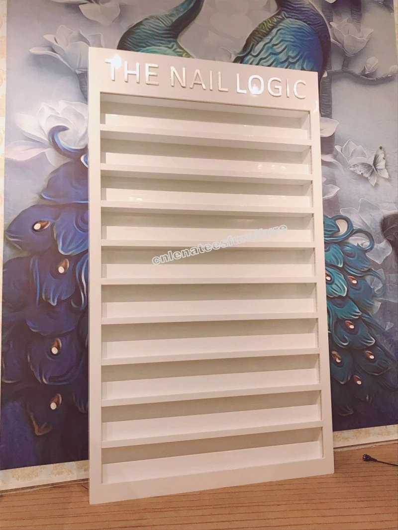 Nr001 Us Luxurious Customized White Nail Polish Display Nail Polish and Powder Racks