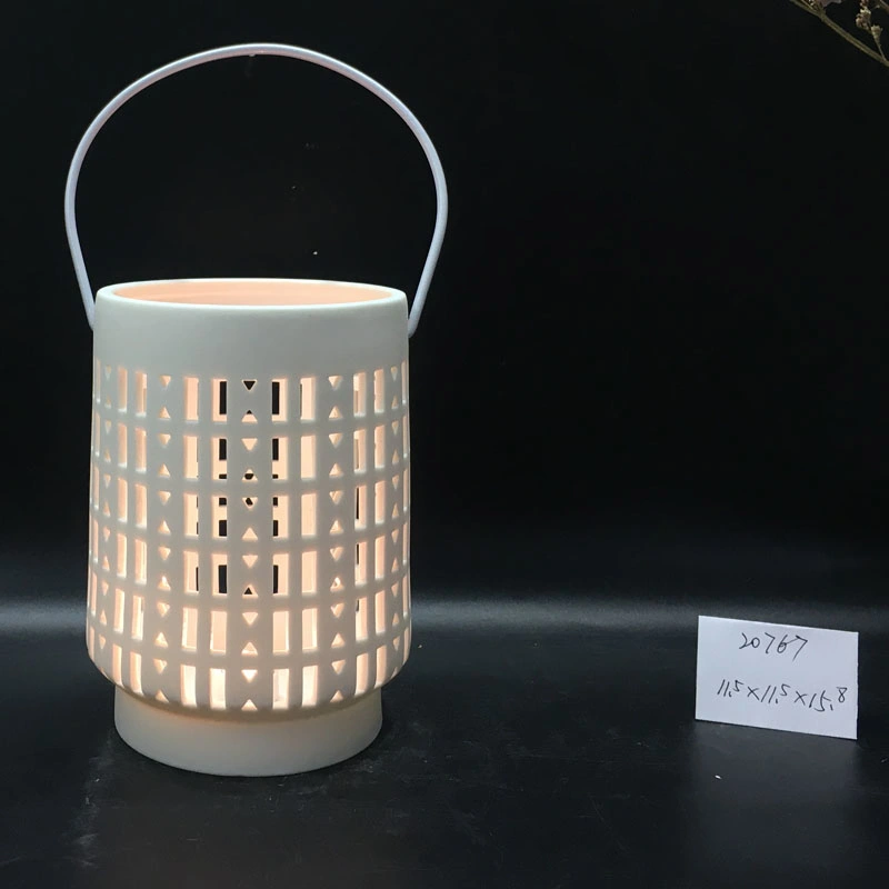White Ceramic Garden and Home Lantern LED Light Lantern for Party Decoration