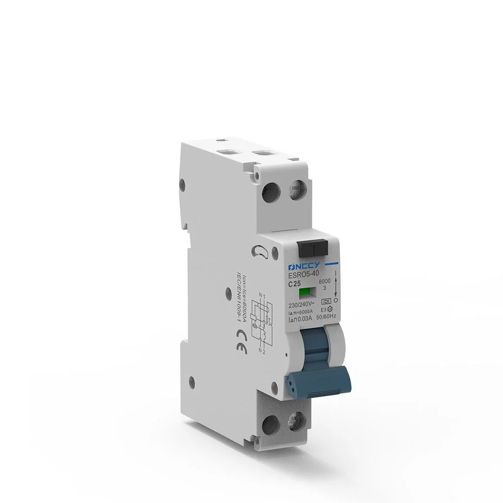 DIN Rail Fn 60715 (35mm) Esro3-40 RCBO Residual Current AC Breaker with Overcurrent Protection 1p +N