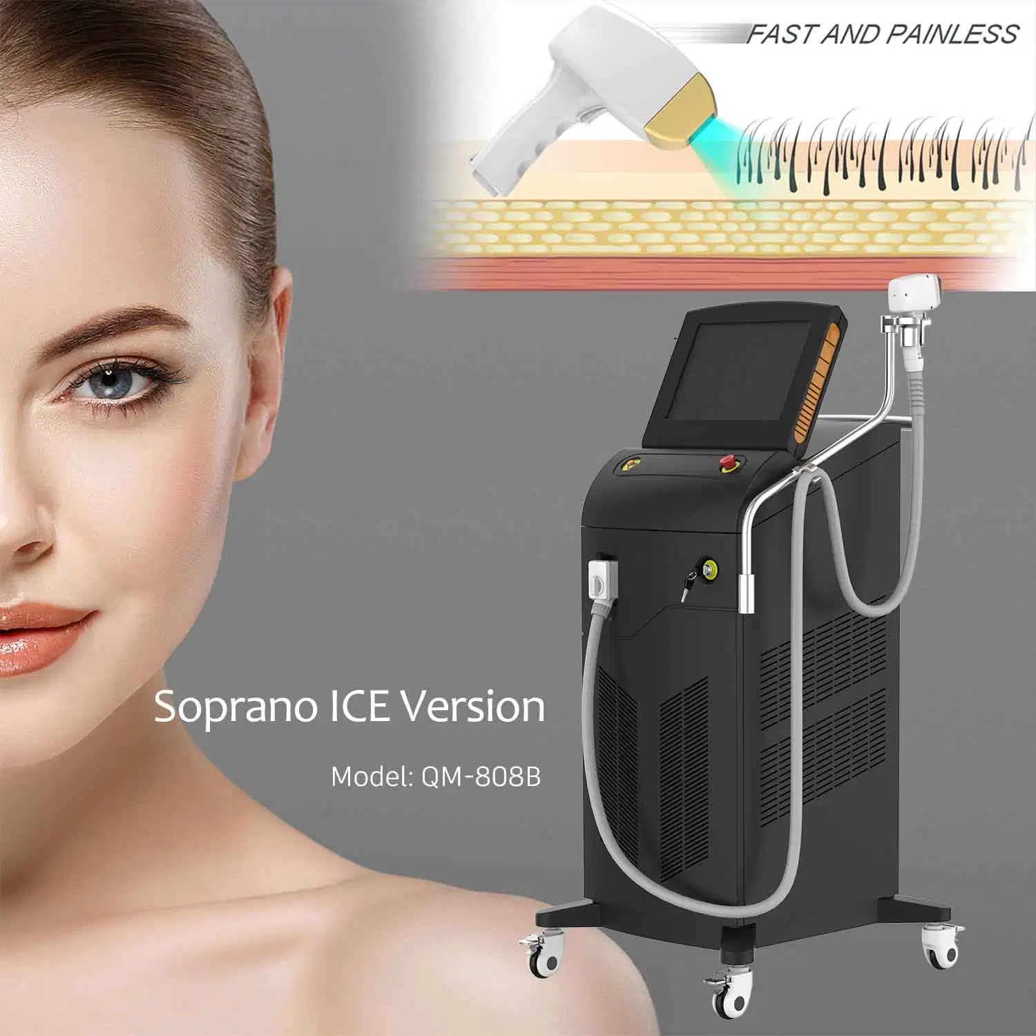 High Power Triple Wavelength 808nm Depilacion Laser Diode Laser Hair Removal Beauty Salon Equipment