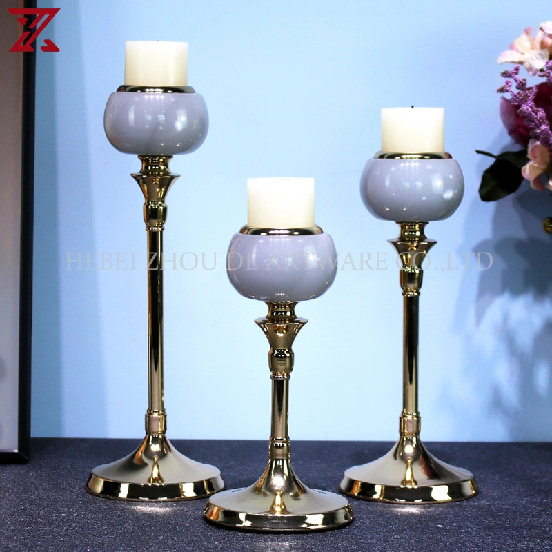 Custom Natural Jade Stone Gold Pillar Candlestick Holder Metal Tea Lights Candle Stick Holder for Events Dining Table