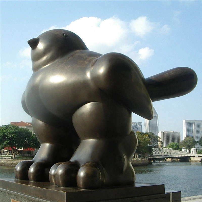 Outdoor Garden Casting Brass Black Fernando Botero Statue Bronze Fat Bird Sculpture