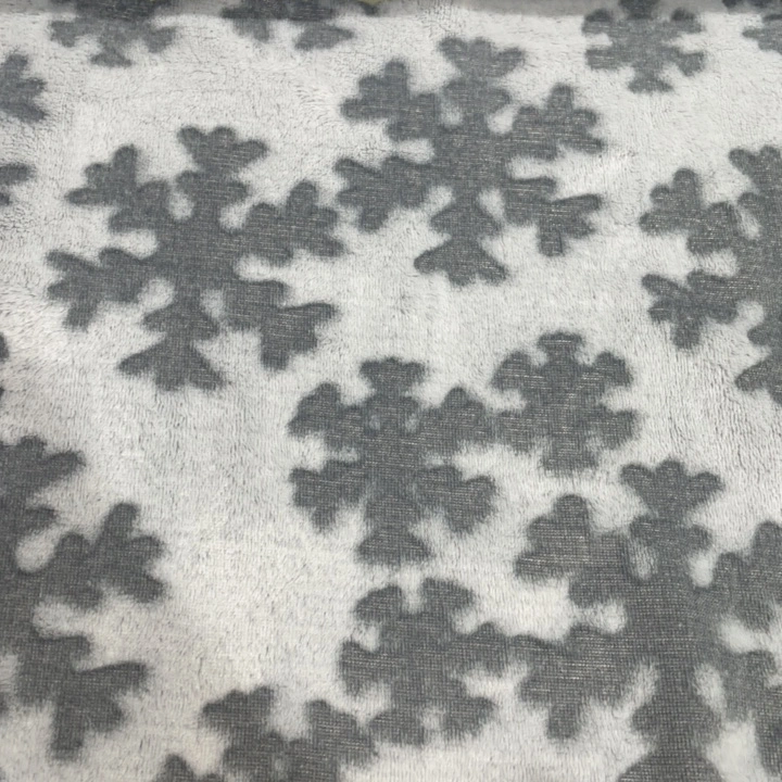 100% Polyester Embossed Snowflake Back Printed Cut Flannel Fleece Fabric 180cm 250GSM