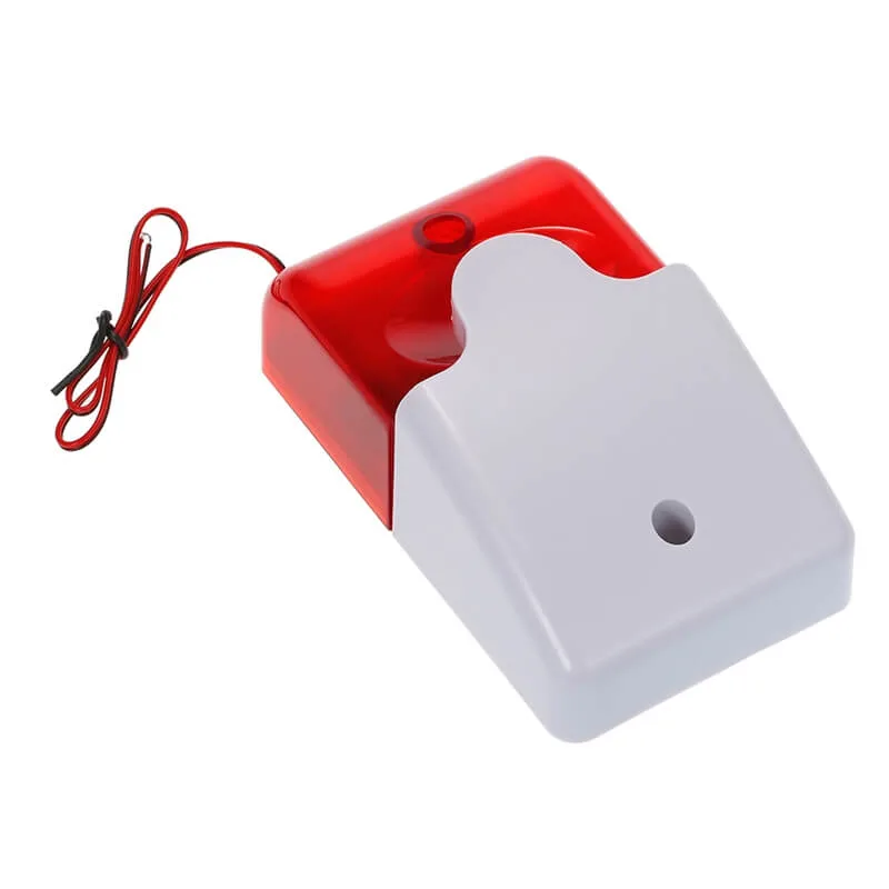 Con cable Mini Strobe luz roja duradera de la sirena de alarma de sonido de 12V el sistema de alarma de seguridad del hogar