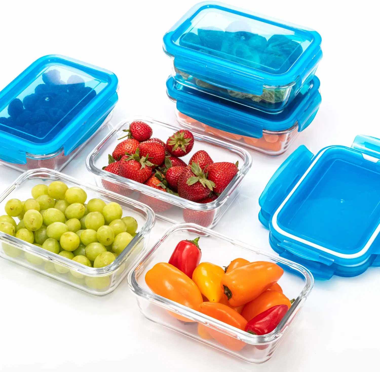 Heat Resistant Borosilicate Glass Food Container Set Meal Prep Container Box with Leakproof Lid