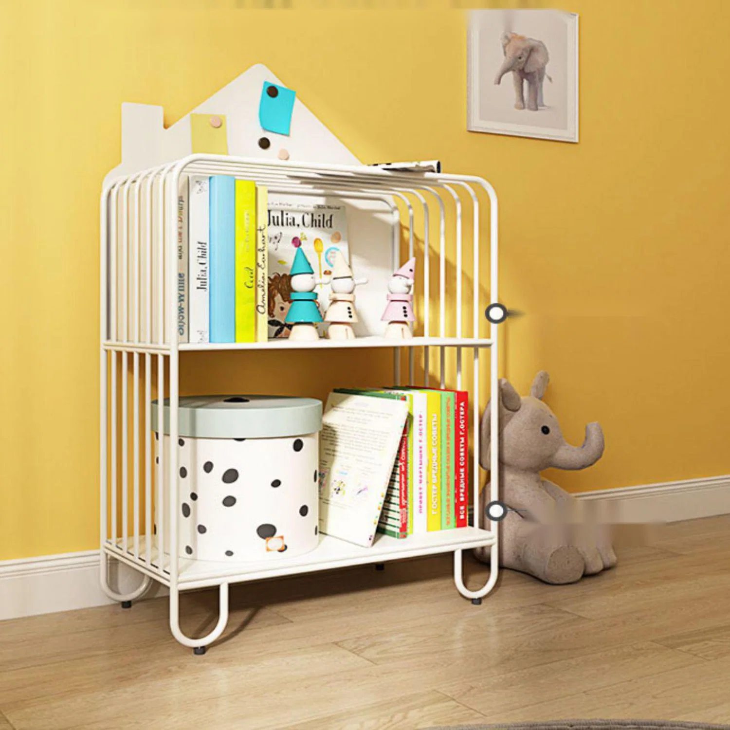 Steel Library Mobile Child Book Shelf in Green with 3 Shelf