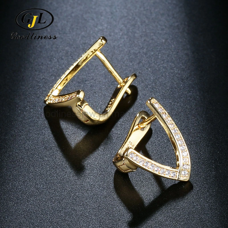 Edición Coreana Moda Geometric fila en forma de V de Diamante Pendientes Joyería