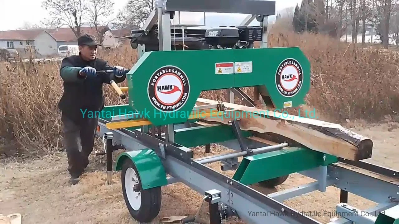 15HP Gasoline Engine Portable Sawmill with 6 Meters Trailer