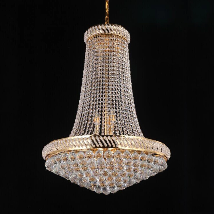 Modern Chandelier Luxury K9 Crystal Ceiling Light Golden Luxury Pendant Fixture Hanging Lamp for Hallway Hotel