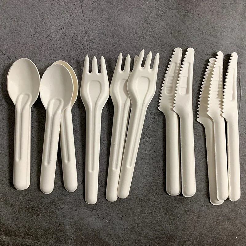 Watsonpak azúcar de caña de azúcar de fibra mejor biodegradable Tableware de un solo uso Eco Juego de cubiertos con servilleta de papel para fiestas