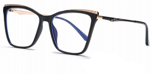 Hot Sale Elegant Design Large Size Cat Eye Frame Tr90 and Metal Blue Block Stock Women Optical Frames