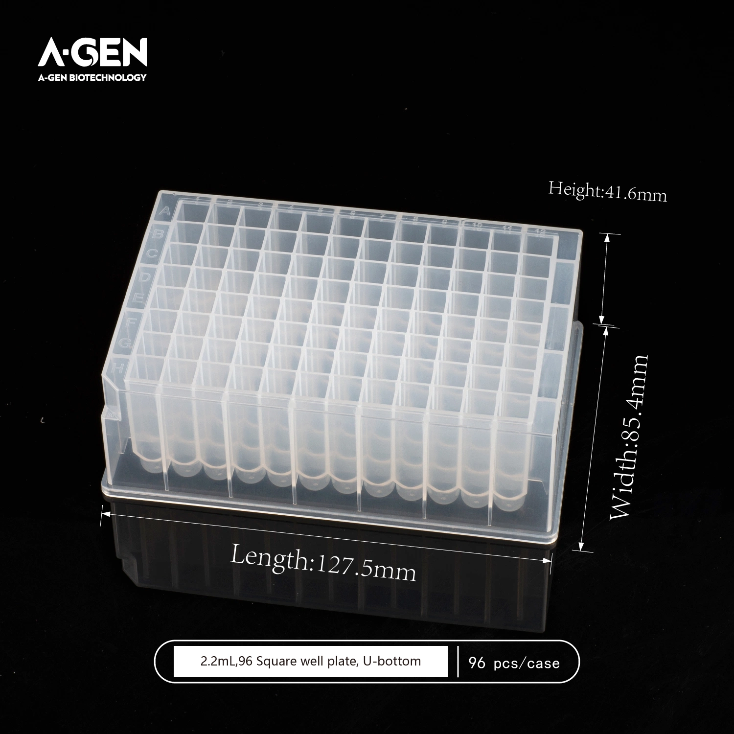 2.2ml U-Bottom Clear PP Material, 96 Square Well Plate for Nucleic Acid Extraction