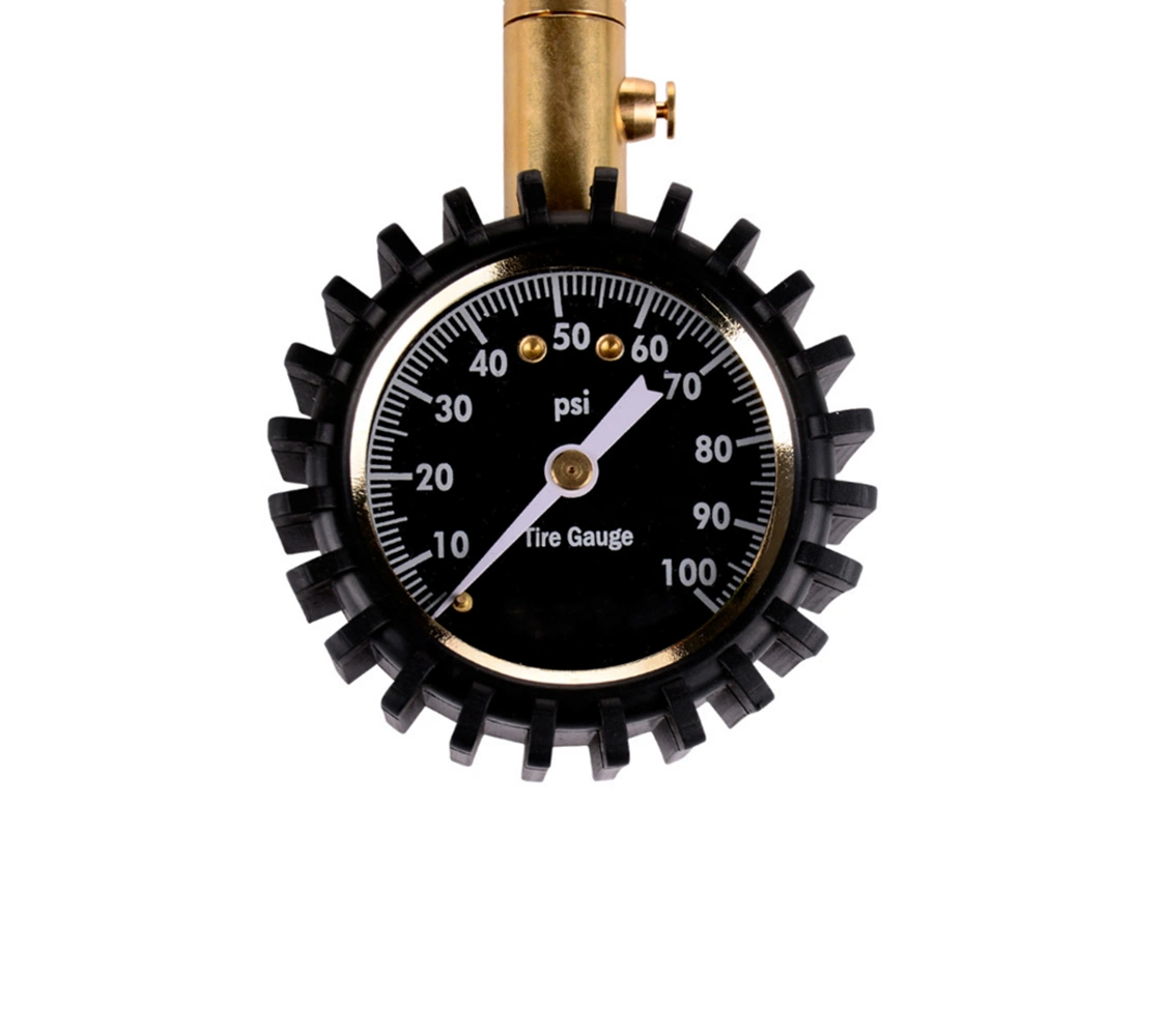 Calibrador de neumáticos: (0-100 psi) manómetro de presión de neumáticos de altas prestaciones. Fácil de leer la precisión de analógico, bajo alta presión de aire - Calibrador de neumáticos con el escudo protector de goma Esg12983