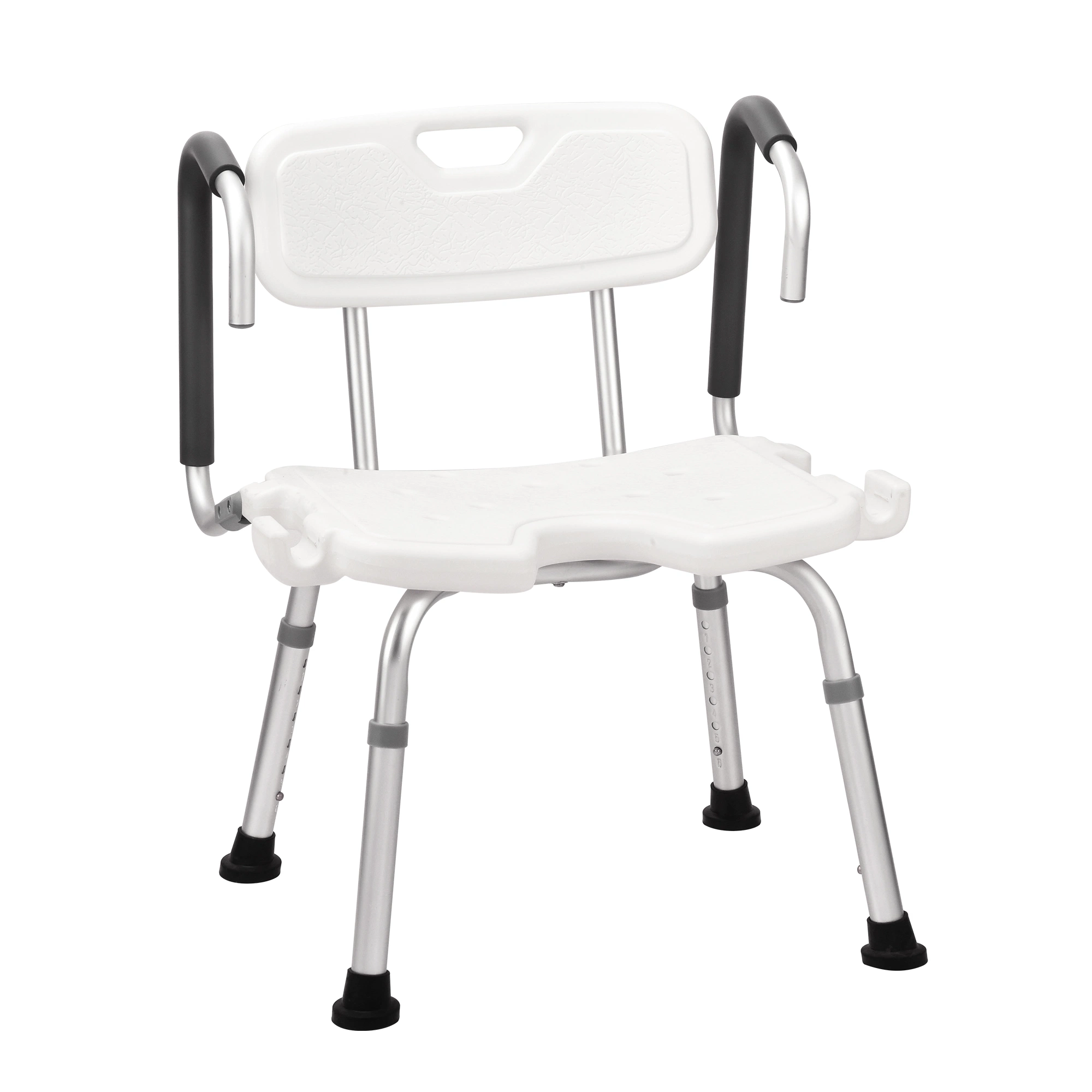 Heavy Duty Handicapped Height Adjustable Aluminum Shower Chair with Flip up Armrest