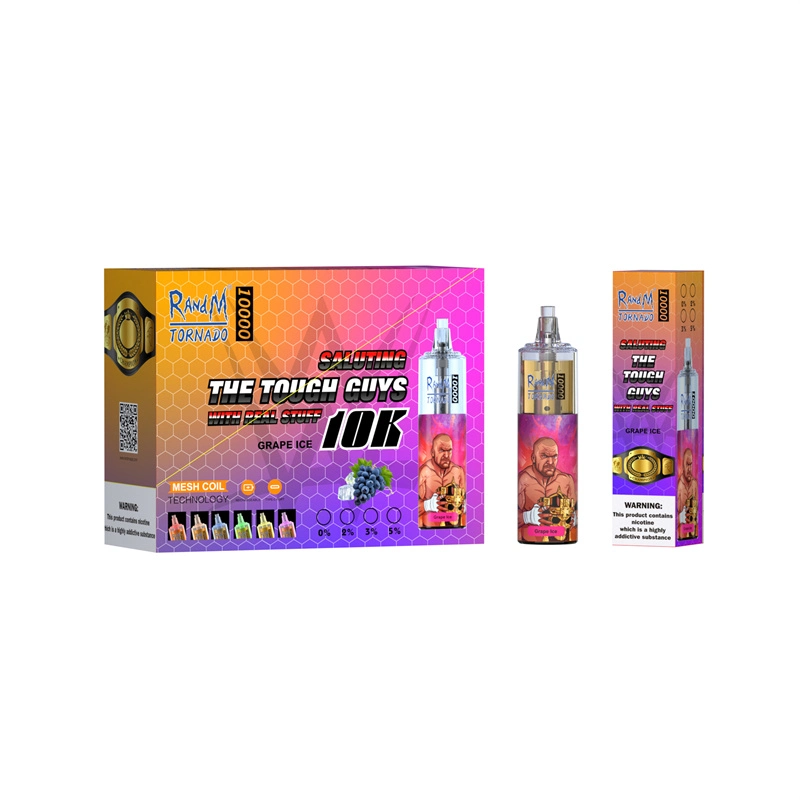 Novíssimo 20ml Pod Bateria Recarregável e cigarros Randm descartáveis Tornado 10000 esfoliante