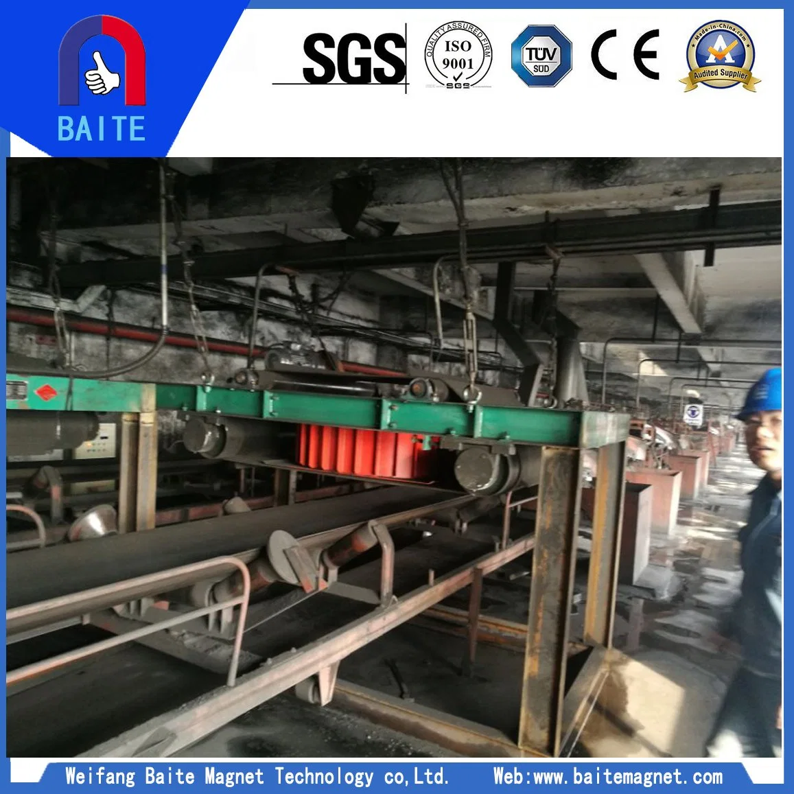 Over Belt Conveyor Recycling Machine Self Cleaning Electric Magnet Separator