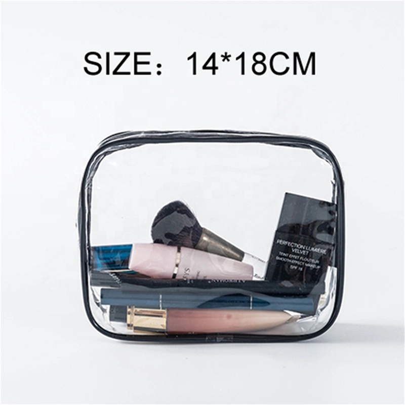 PVC Clear Transparent Plastic Zipper Toiletry Pouch Makeup Toiletry Storage Cosmetic Bag